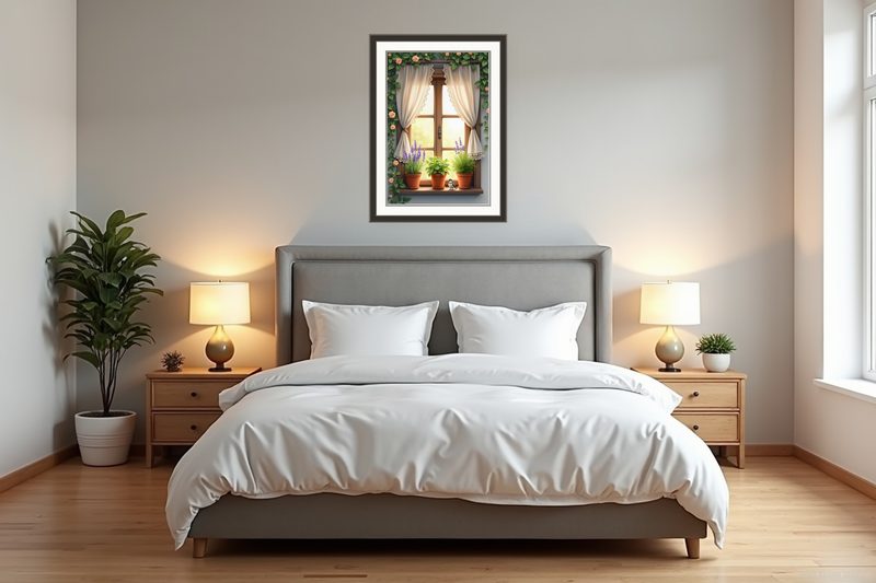 Cottage Window with Herbs and Lace