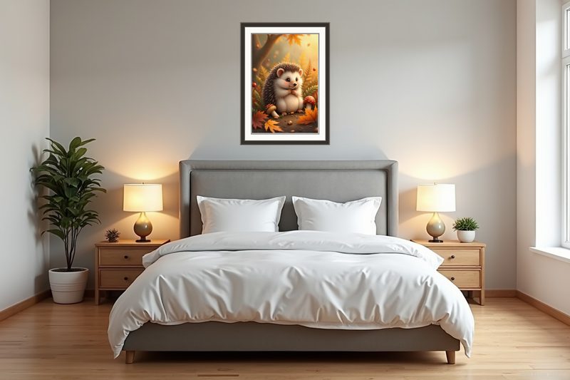 Hedgehog in Autumn Leaves — Cottagecore Botanicals Printable Wall Art