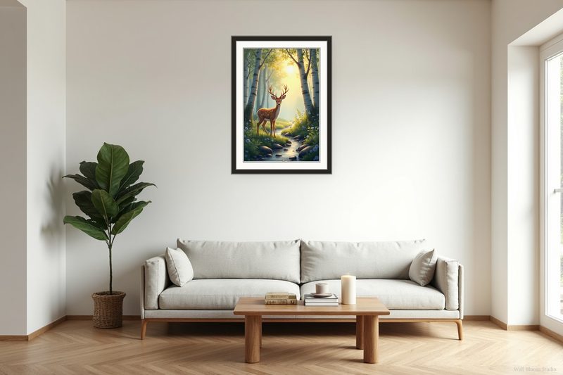 Deer in Misty Woodland Glade