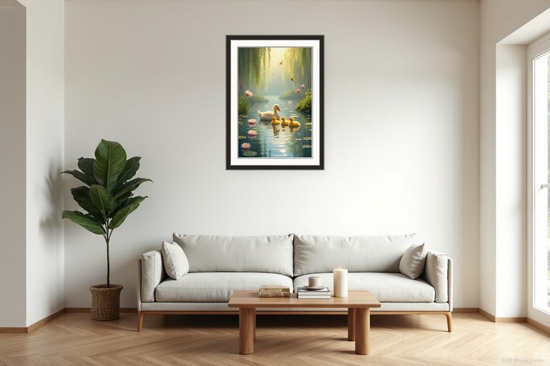 Ducklings on a Lily Pond