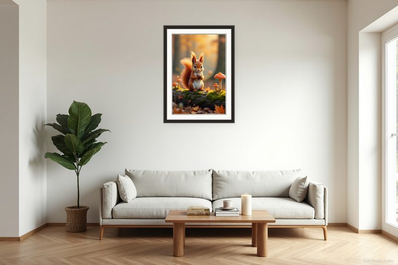 Squirrel on Mossy Log — Cottagecore Botanicals Printable Wall Art